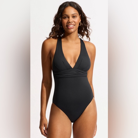 Seafolly Other - Seafolly Collective Cross Back One Piece Swimsuit Size 12 In Black New